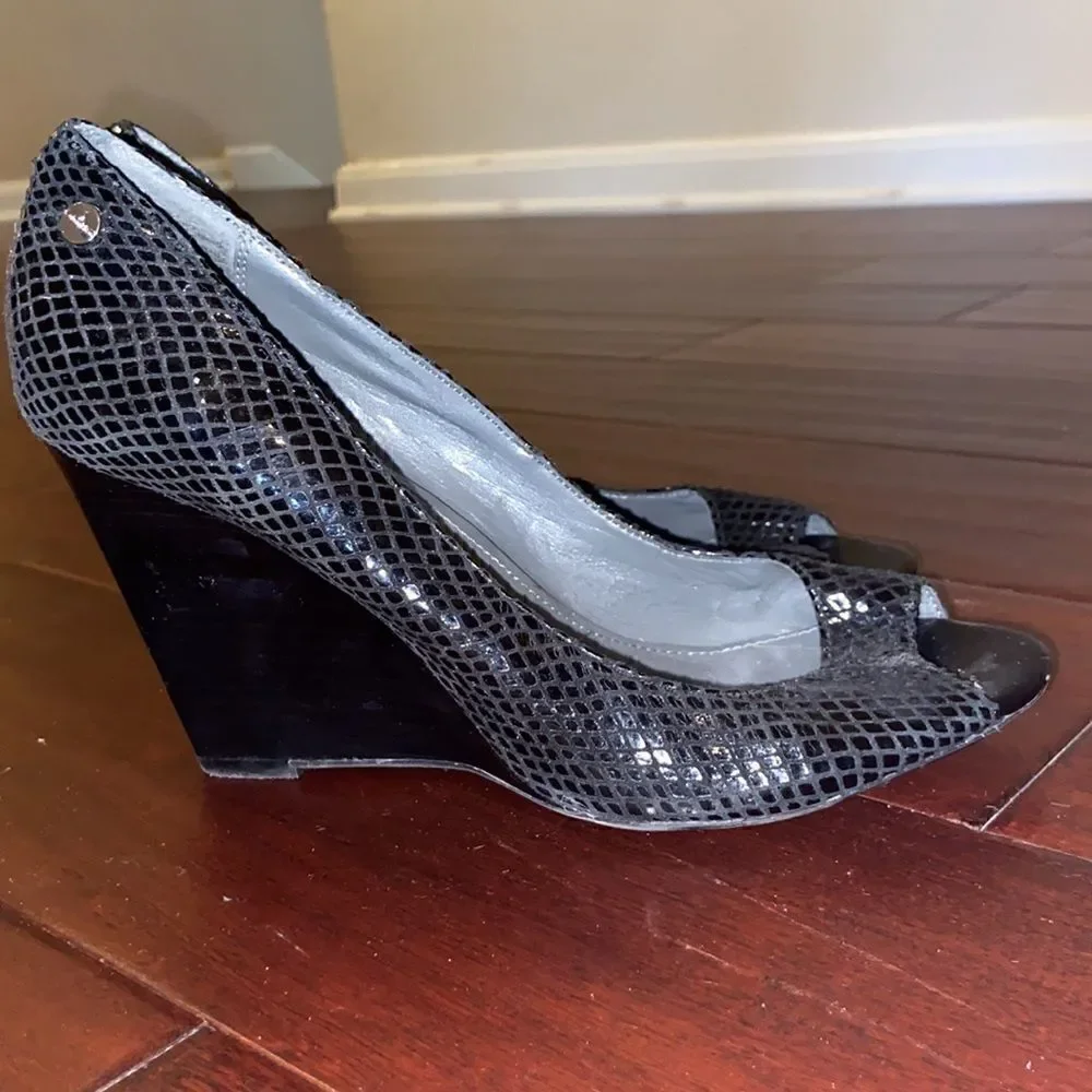 Calvin Klein snakeskin wedges